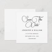 White minimalist Simple Elegant Modern Save The Date (Voorkant / Achterkant)