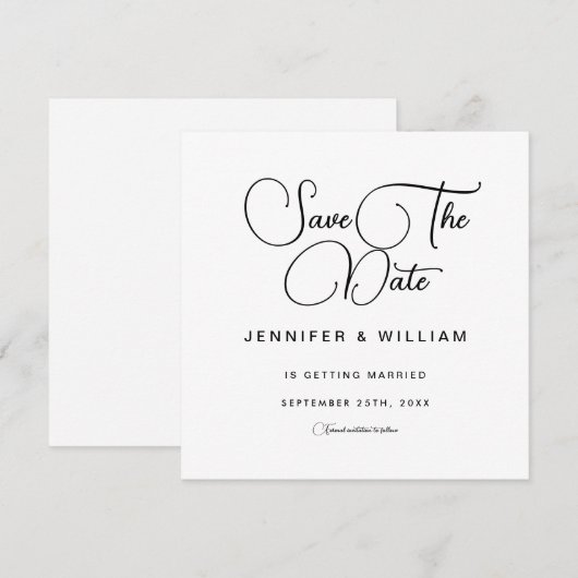 White minimalist Simple Elegant Modern Save The Date (Voorkant / Achterkant)