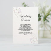 White Minimalist watercolor flowers wedding Informatiekaartje (Staand voorkant)