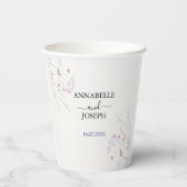 White Minimalist watercolor flowers wedding Papieren Bekers (Achterkant)