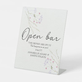 White Minimalist watercolor flowers wedding Reclamebord Met Voetstuk