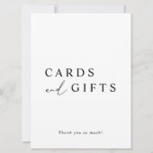 White minimalist Wedding Cards and Gifts Sign Kaart (Voorkant)