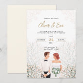 White minimalist Wedding Invitation Kaart (Voorkant / Achterkant)