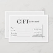 White Minimalistical Business Cadeft Certificate K (Voorkant / Achterkant)
