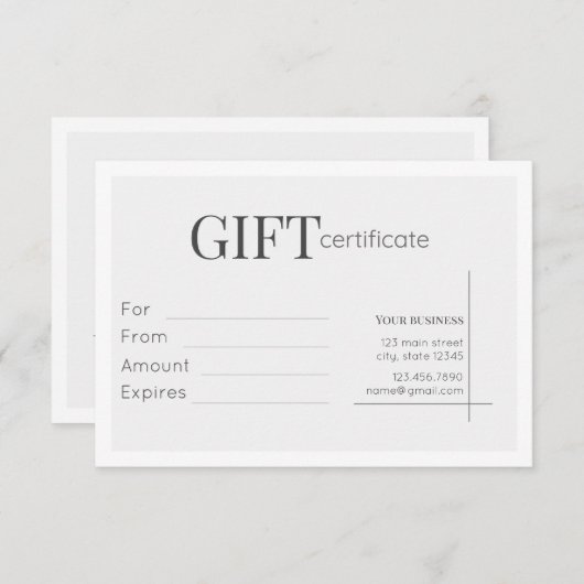 White Minimalistical Business Cadeft Certificate K (Voorkant / Achterkant)