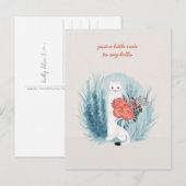 White Mink Ermine Floral Whimsical Denken aan jou Briefkaart (Voorkant / Achterkant)