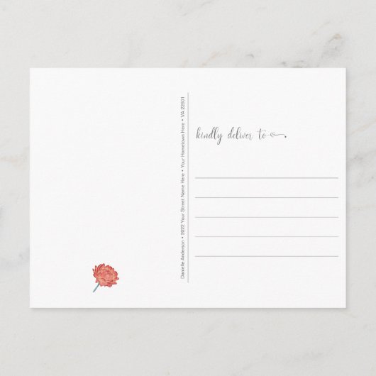 White Mink Ermine Floral Whimsical Denken aan jou Briefkaart (Achterkant)