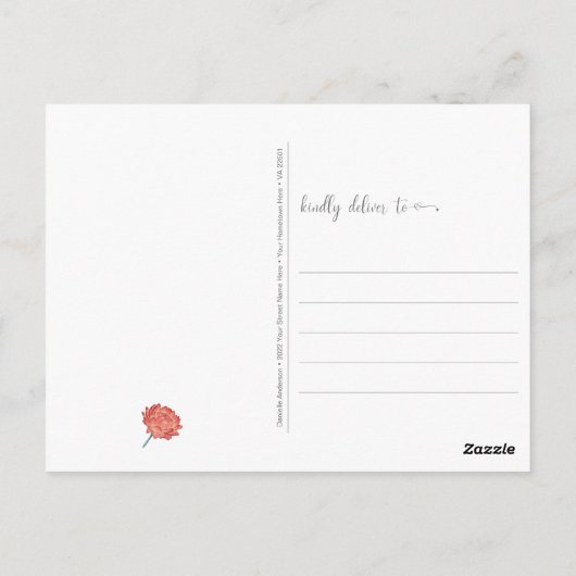 White Mink Ermine Floral Whimsical Denken aan jou Briefkaart (Achterkant)