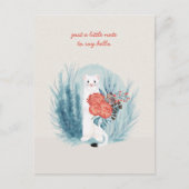 White Mink Ermine Floral Whimsical Denken aan jou Briefkaart (Voorkant)