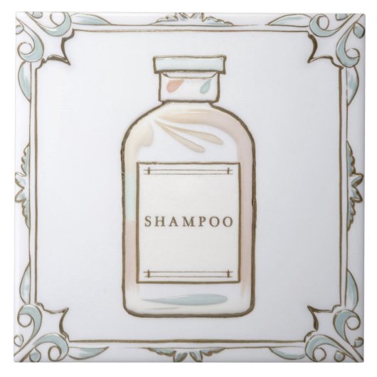 White Mint Coral Shampoo Fles Grappige Badkamer Tegeltje (Voorkant)