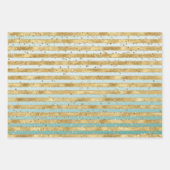 White Mint Gold Glitz Sparkle Stripes Leopard Inpakpapier Vel (Voorkant 3)