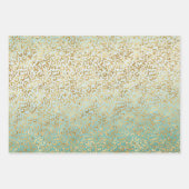White Mint Gold Glitz Sparkle Stripes Leopard Inpakpapier Vel (Voorkant 2)