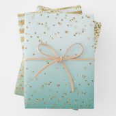 White Mint Gold Glitz Sparkle Stripes Leopard Inpakpapier Vel (In situ)