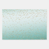 White Mint Gold Glitz Sparkle Stripes Leopard Inpakpapier Vel (Voorkant)