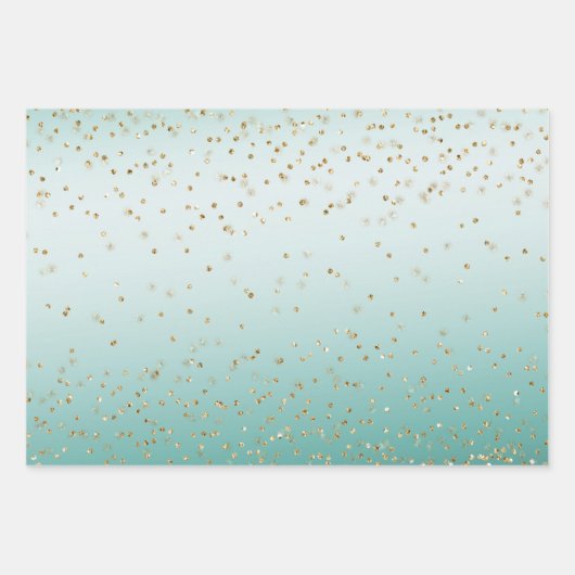 White Mint Gold Glitz Sparkle Stripes Leopard Inpakpapier Vel (Voorkant)