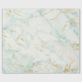 White Mint Green Gold Glam Marble Cadeaupapier (Vlak)