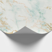 White Mint Green Gold Glam Marble Cadeaupapier (Hoek)