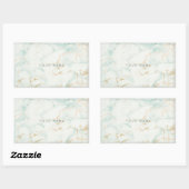 White Mint Green Gold Grey Marble Vip Rechthoekige Sticker (Vel)