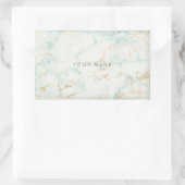 White Mint Green Gold Grey Marble Vip Rechthoekige Sticker (Tas)