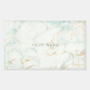 White Mint Green Gold Grey Marble Vip Rechthoekige Sticker