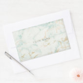 White Mint Green Gold Grey Marble Vip Rechthoekige Sticker (Envelop)