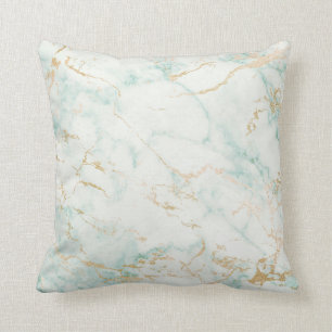 White Mint Green Marble Gold Grey Glam Kussen