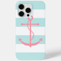 White Mint Pink Wide Stripes Patroon Anker