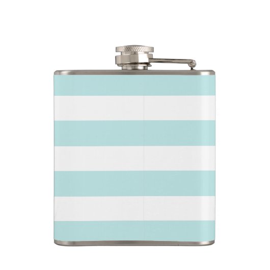 White Mint & Pink Wide Stripes Pattern Anchor Heupfles (Achterkant)