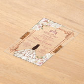 White Mis Quince Crown Rose Gold Quinceañera Acryl Uitnodigingen (Laagn)