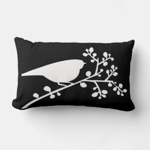 White Mod Single Bird & Berries {kies uw kleur} Kussen