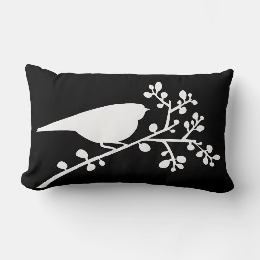 White Mod Single Bird & Berries {kies uw kleur} Kussen (Voorkant)