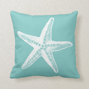 White Mod Starfish Beachy Kussen