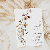 White Modern Boho Wedding Invitation Kaart