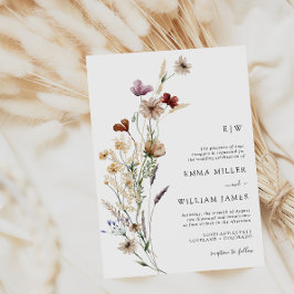 White Modern Boho Wedding Invitation Kaart