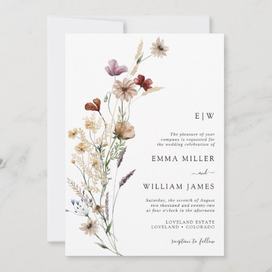 White Modern Boho Wedding Invitation Kaart (Voorkant)