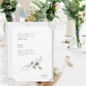 White Modern Botanical Foliage Ticket Wedding Kaart