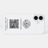 White Modern Business Logo & QR Code Promotional iPhone 16 Hoesje (Achterkant horizontaal)