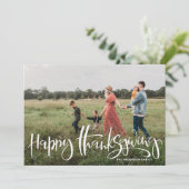 White Modern Calligraphy Happy Thanksgiving Feestdagenkaart (Staand voorkant)