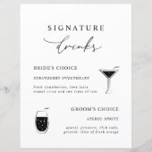 White Modern Calligraphy Signature Drinken Sign (Voorkant)