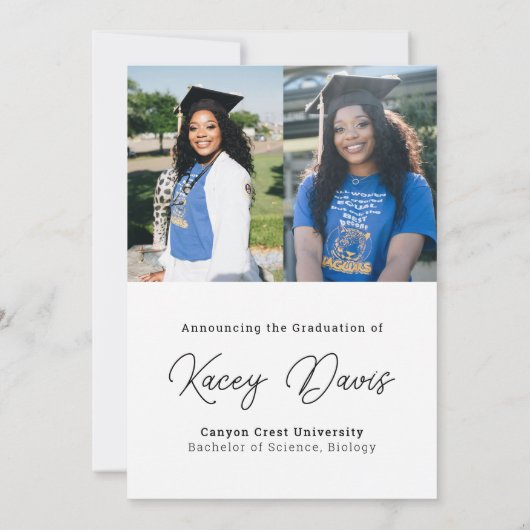 White Modern Class Jaar van en Foto Afstuderen Aankondiging (Achterkant)