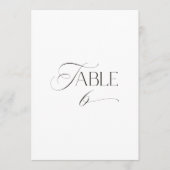White Modern Classic Calligraphy Table Number Kaart (Voorkant)