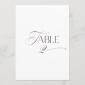 White Modern Classic Calligraphy Table Number Kaart (Voorkant)