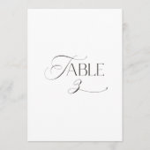 White Modern Classic Calligraphy Table Number Kaart (Voorkant)