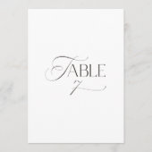 White Modern Classic Calligraphy Table Number Kaart (Voorkant)