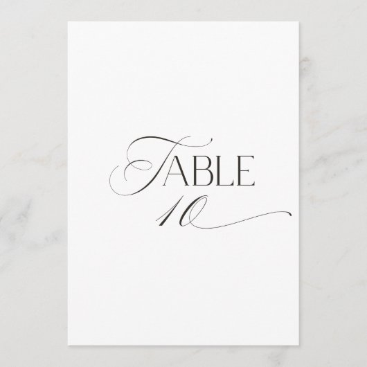 White Modern Classic Calligraphy Table Number Kaart (Voorkant)