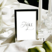 White Modern Classic Calligraphy Table Number Kaart
