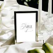 White Modern Classic Calligraphy Table Number Kaart