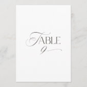 White Modern Classic Calligraphy Table Number Kaart (Voorkant)