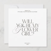 White Modern Classic Flower Girl Proposal Card Kaart (Voorkant)