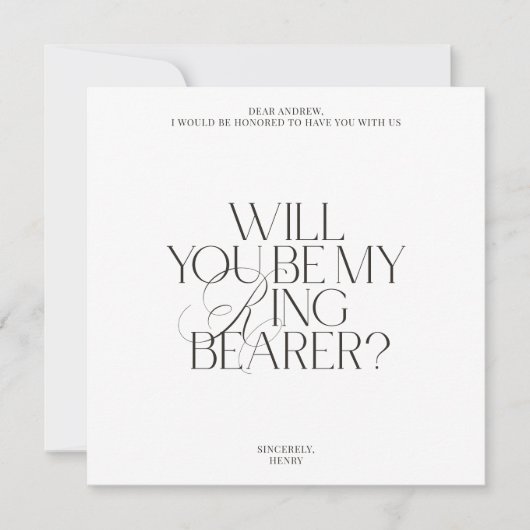 White Modern Classic Ring Bearer Proposal Card Kaart (Voorkant)
